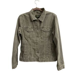 Eddie Bauer Corduroy Jacket Olive Green sz S 100% Cotton minimalist